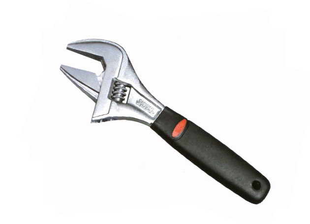 Wide opening adjustable wrench with comfortable plastic handle, Chrome plated surfaceSize: 8